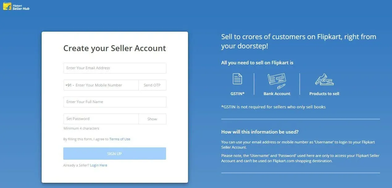 Điều kiện đăng ký tài khoản bán hàng Flipkart